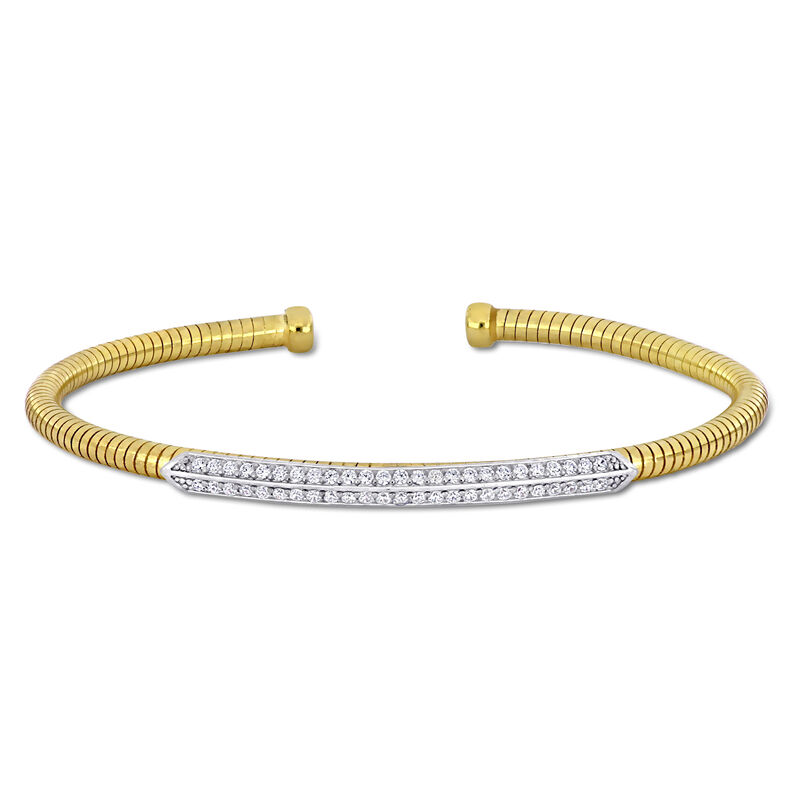 Cubic Zirconia Omega Open Bangle in Gold Plated image number null
